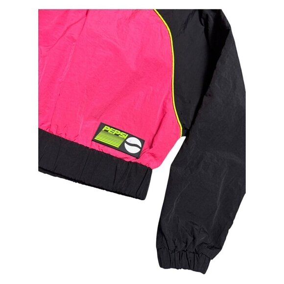 PEPSI x Forever 21 Collab Cropped Windbreaker Bright Retro Jacket Womens Small - Picture 6 of 6